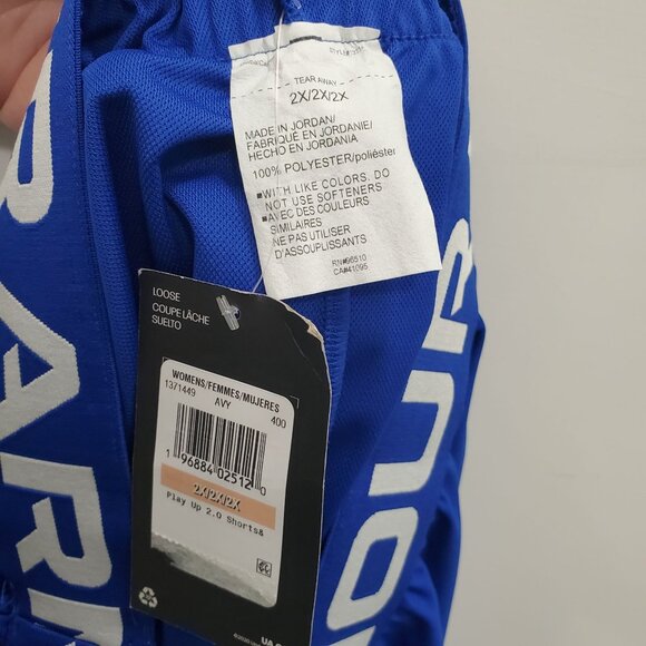 Under Armour‎ Woman's UA Play Up 2.0 Blue White Loose Active Shorts Plus NWT 2X - Picture 3 of 4